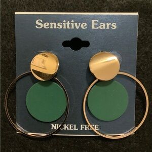 Gold and Green Earrings